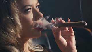 Horny Milf with BIG Breasts Masturbating and Giving Bj While Smoking a 9 Inch Cigar