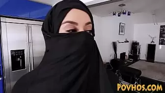 Muslim busty whore point of view swallowing and riding rod in burka