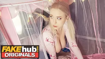 FAKE FAMILY Stuck in a Tent - Step Dad Rides Step Daughter & Mom