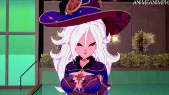 Android 21 in Mona's Costume Gives You Private Thighjobs - Dragon Ball Z & Genshin Impact Cartoon 3d