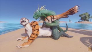 Naughty Life / Scaly Furry Porn Dragon with Tiger Whore