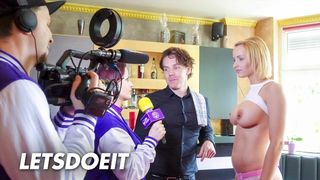 BUMSBESUCH - Enormous Boobs Blonde Anike Ekina Makes Her Fan A Happy Fiance - LETSDOEIT
