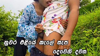 කැලේ ආතල් ගන්න දෙවෙනි දවස Alluring Sri Lankan School Lovers Very Risky Outdoor Public Fuck in JUNGLE