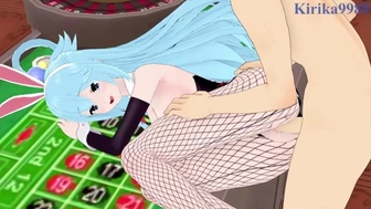 Aqua and Kazuma Satou have intense sex in a casino. - KonoSuba Cartoon