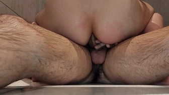 I went to the shower to hide from his enormous prick but he found me and destroyed my butt-hole! Painal POINT OF VIEW