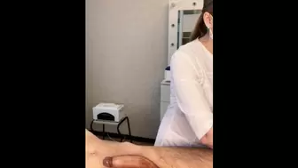 The Patient JIZZ Powerfully during the Examination Procedure in the Doctor's Hands