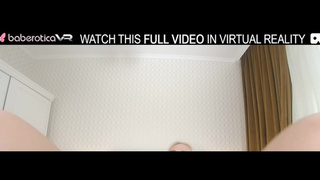 Solo blonde slut Aura Sin masturbation with a massive dildo in VR.